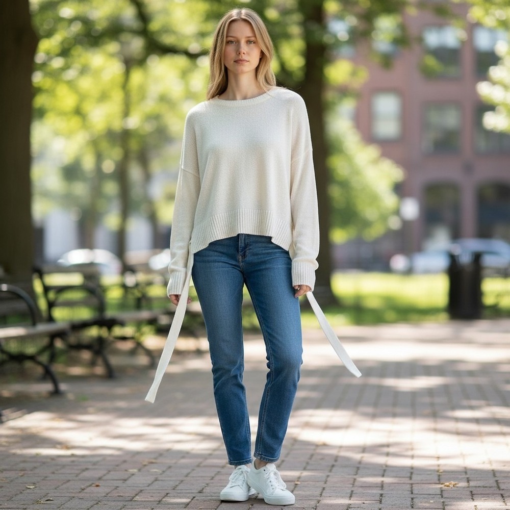 Rag Poets Cream Loose Knit Oversized Sweater Drop Shoulder Ivory S RW191672